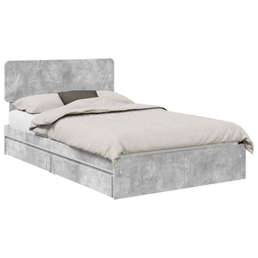 vidaXL Aufbewahrungsbett Beton Grau 135 x 190 cm Holzwerkstoff