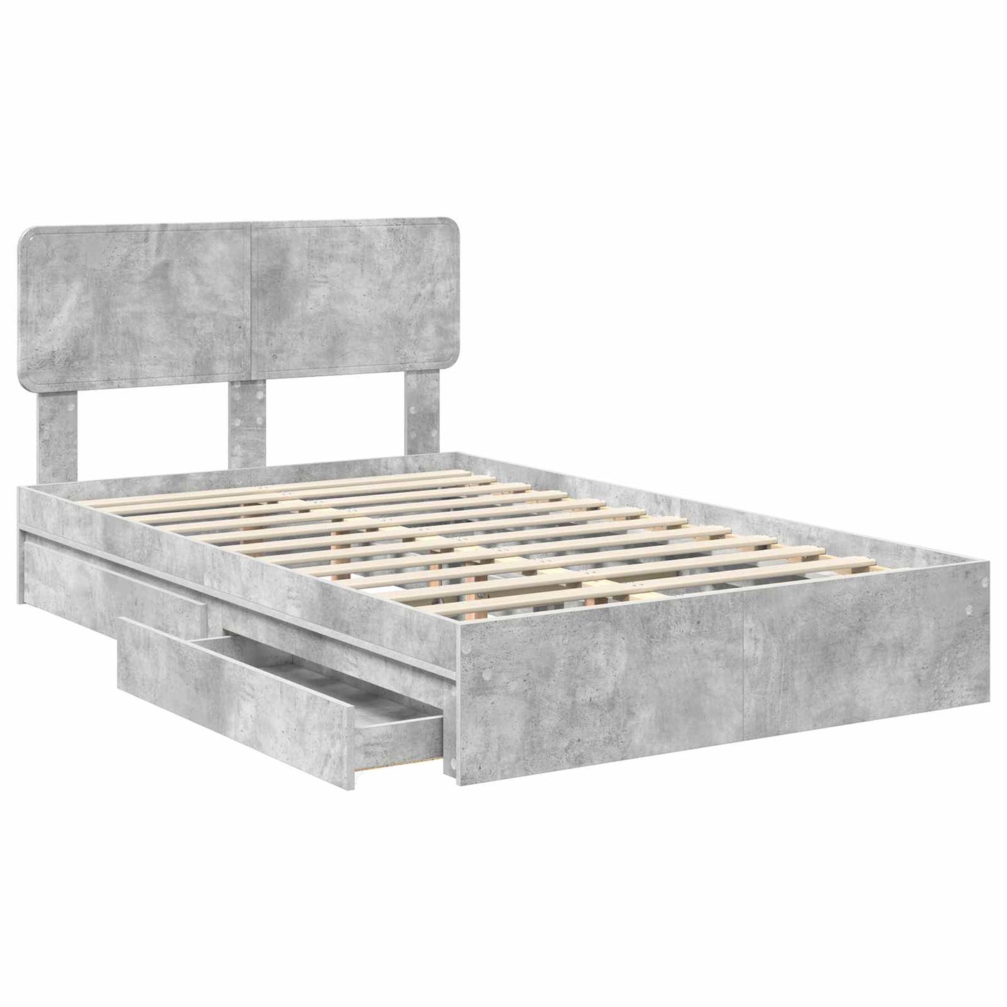 vidaXL Aufbewahrungsbett Beton Grau 135 x 190 cm Holzwerkstoff