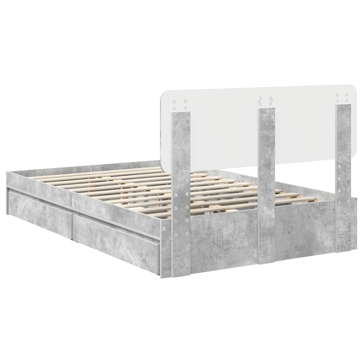 vidaXL Aufbewahrungsbett Beton Grau 135 x 190 cm Holzwerkstoff