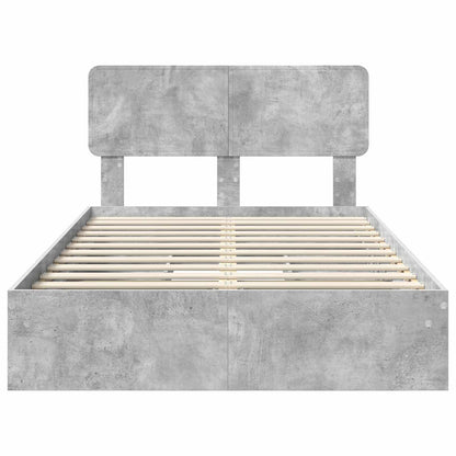 vidaXL Aufbewahrungsbett Beton Grau 135 x 190 cm Holzwerkstoff