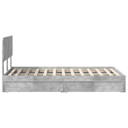 vidaXL Aufbewahrungsbett Beton Grau 135 x 190 cm Holzwerkstoff