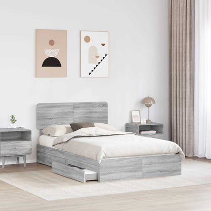 vidaXL Aufbewahrungsbett Graues Sonoma 135 x 190 cm Holzwerkstoff
