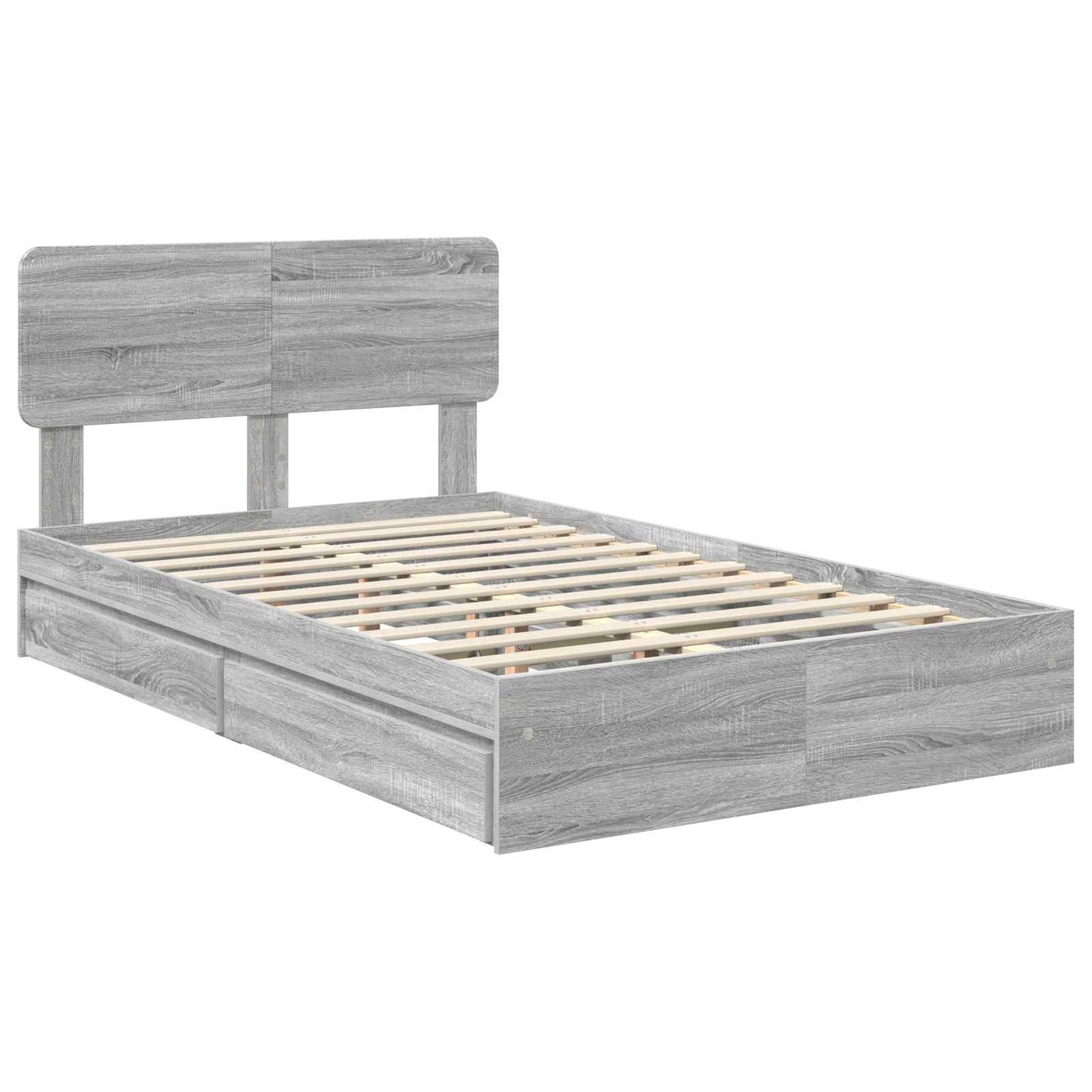 vidaXL Aufbewahrungsbett Graues Sonoma 135 x 190 cm Holzwerkstoff