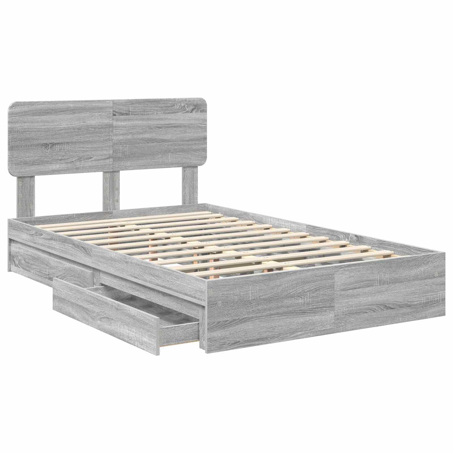 vidaXL Aufbewahrungsbett Graues Sonoma 135 x 190 cm Holzwerkstoff