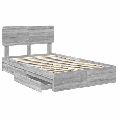 vidaXL Aufbewahrungsbett Graues Sonoma 135 x 190 cm Holzwerkstoff
