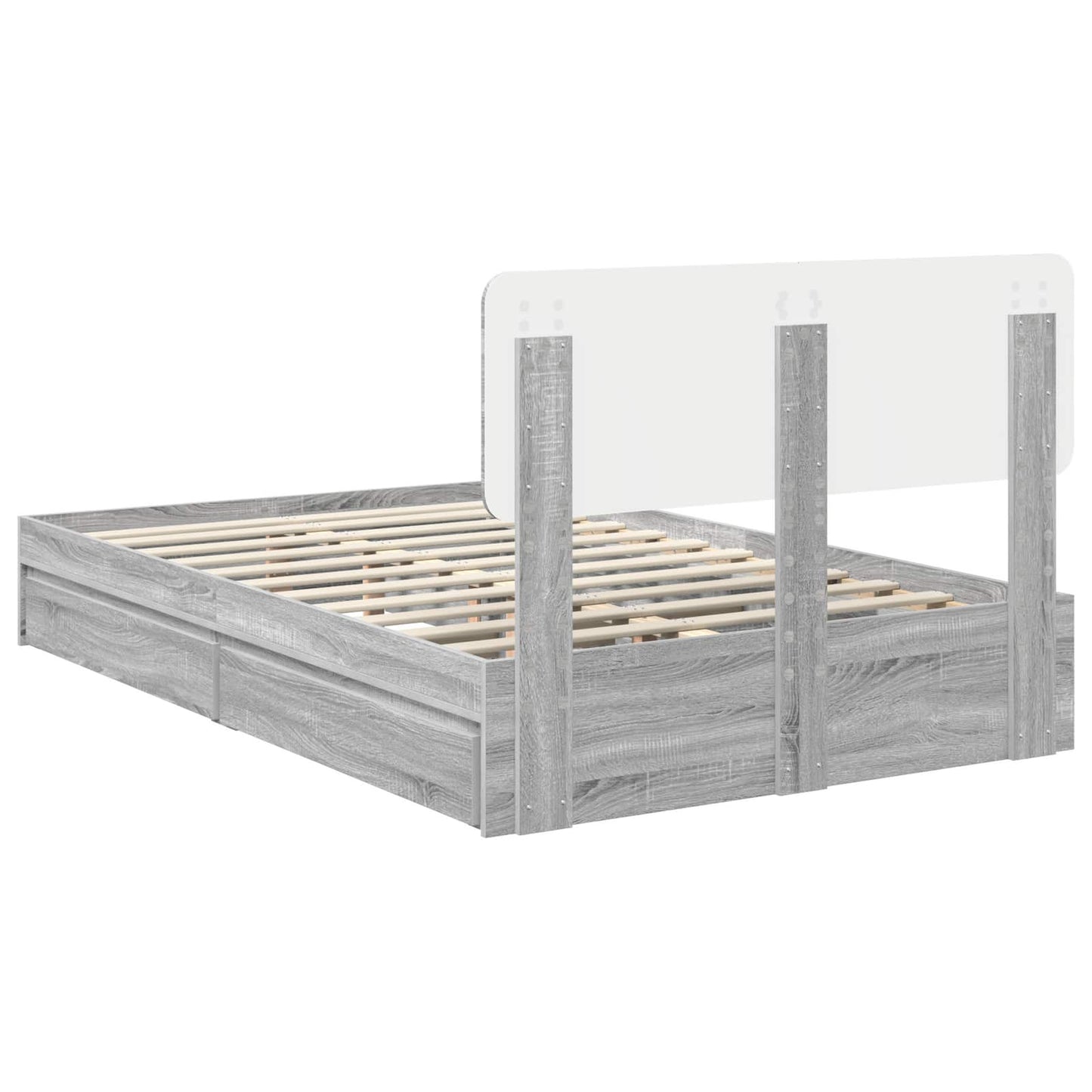 vidaXL Aufbewahrungsbett Graues Sonoma 135 x 190 cm Holzwerkstoff