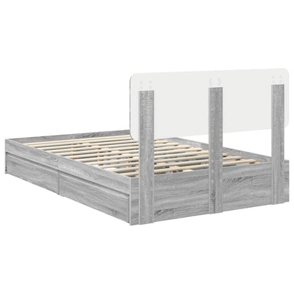 vidaXL Aufbewahrungsbett Graues Sonoma 135 x 190 cm Holzwerkstoff