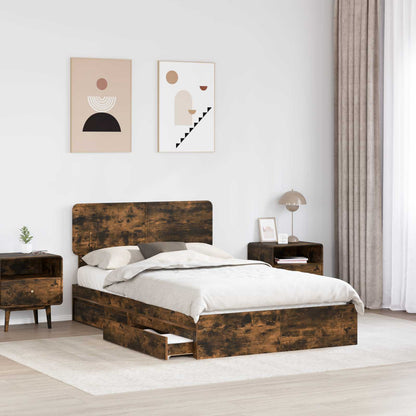 vidaXL Aufbewahrungsbett Geräucherte Eiche 120 x 200 cm Holzwerkstoff