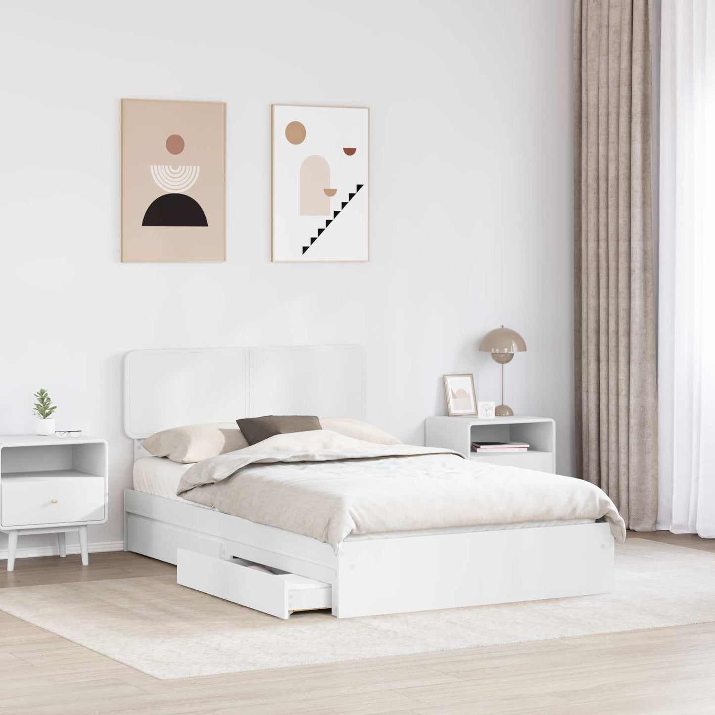 vidaXL Aufbewahrungsbett mit Kopfteil Weiß 120 x 190 cm Holzwerkstoff