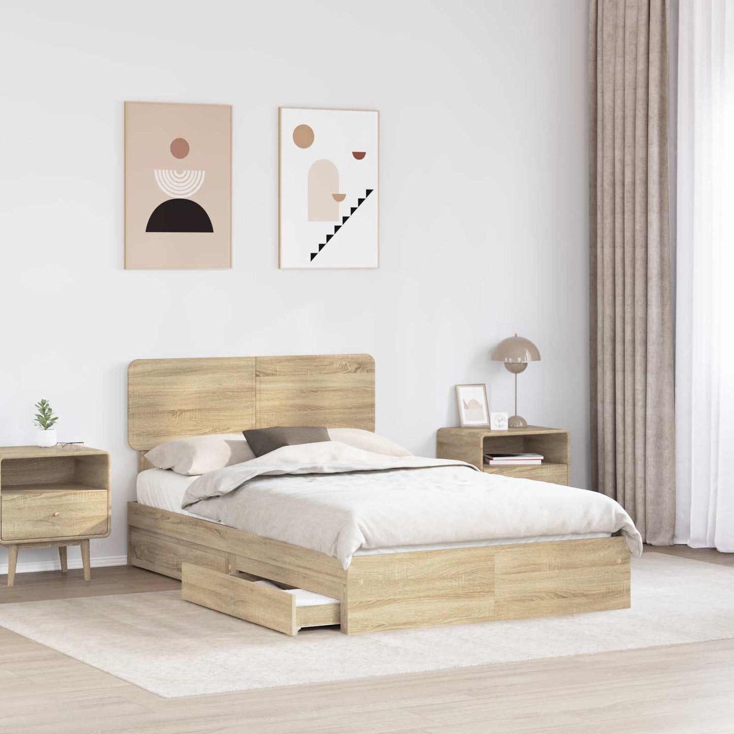 vidaXL Aufbewahrungsbett Sonoma-Eiche 120 x 190 cm Holzwerkstoff
