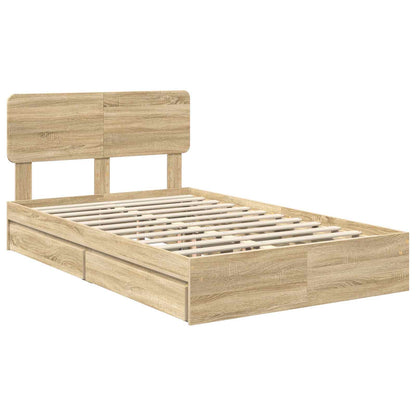 vidaXL Aufbewahrungsbett Sonoma-Eiche 120 x 190 cm Holzwerkstoff