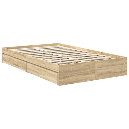 vidaXL Aufbewahrungsbett Sonoma-Eiche 120 x 190 cm Holzwerkstoff