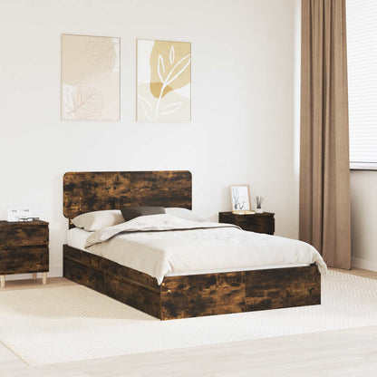 vidaXL Aufbewahrungsbett Geräucherte Eiche 120 x 190 cm Holzwerkstoff