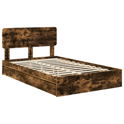 vidaXL Aufbewahrungsbett Geräucherte Eiche 120 x 190 cm Holzwerkstoff