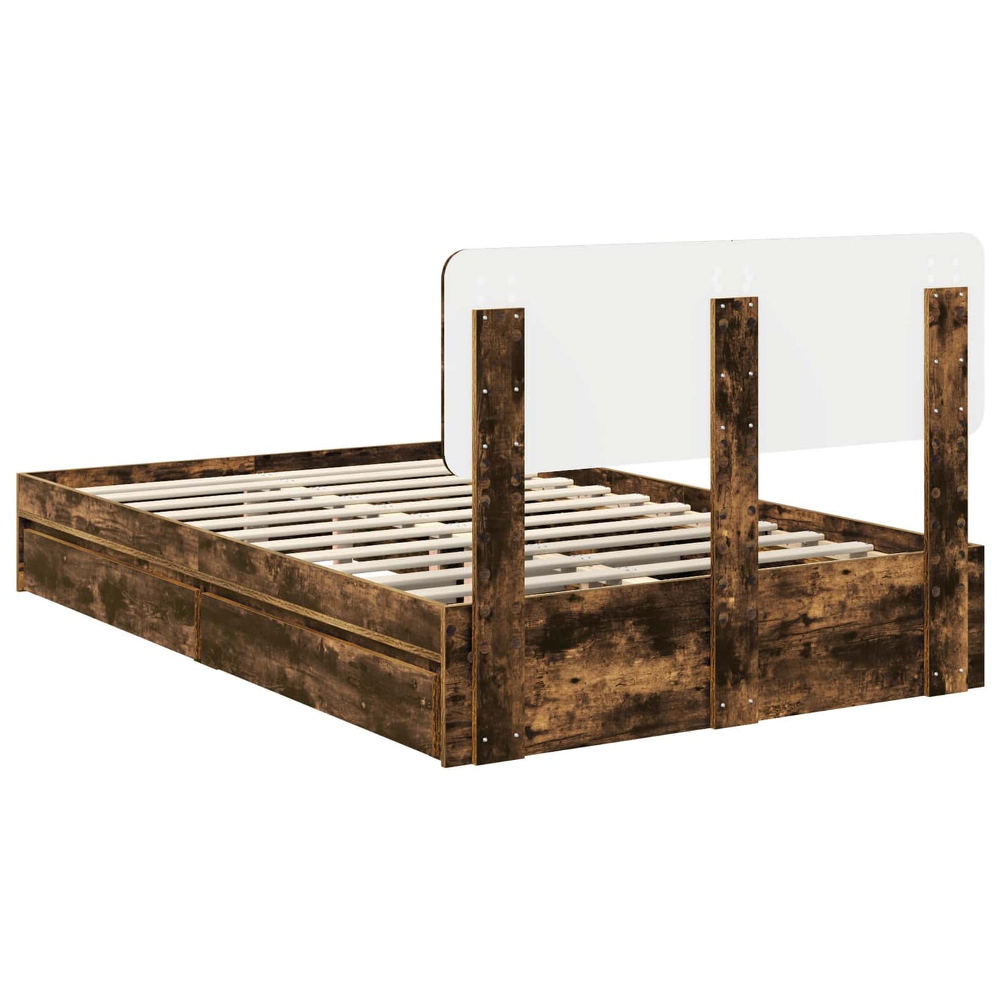 vidaXL Aufbewahrungsbett Geräucherte Eiche 120 x 190 cm Holzwerkstoff