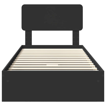 Aufbewahrungsbett Schwarz 100 x 200 cm Holzwerkstoff