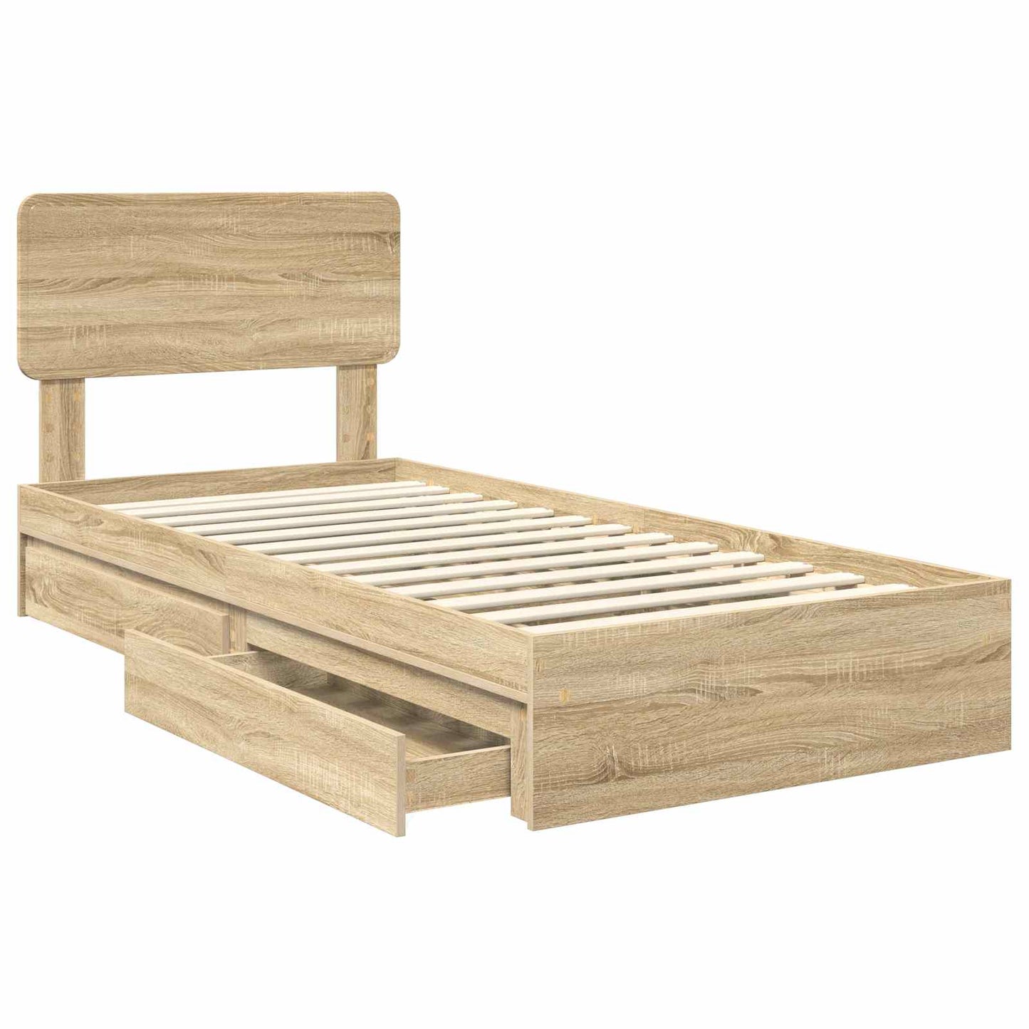 vidaXL Lit de rangement chêne Sonoma 100 x 200 cm bois d'ingénierie