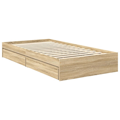 vidaXL Lit de rangement chêne Sonoma 100 x 200 cm bois d'ingénierie