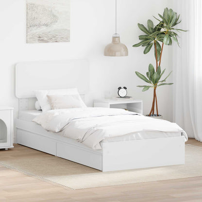 vidaXL Aufbewahrungsbett mit Kopfteil Weiß 90 x 190 cm Holzwerkstoff