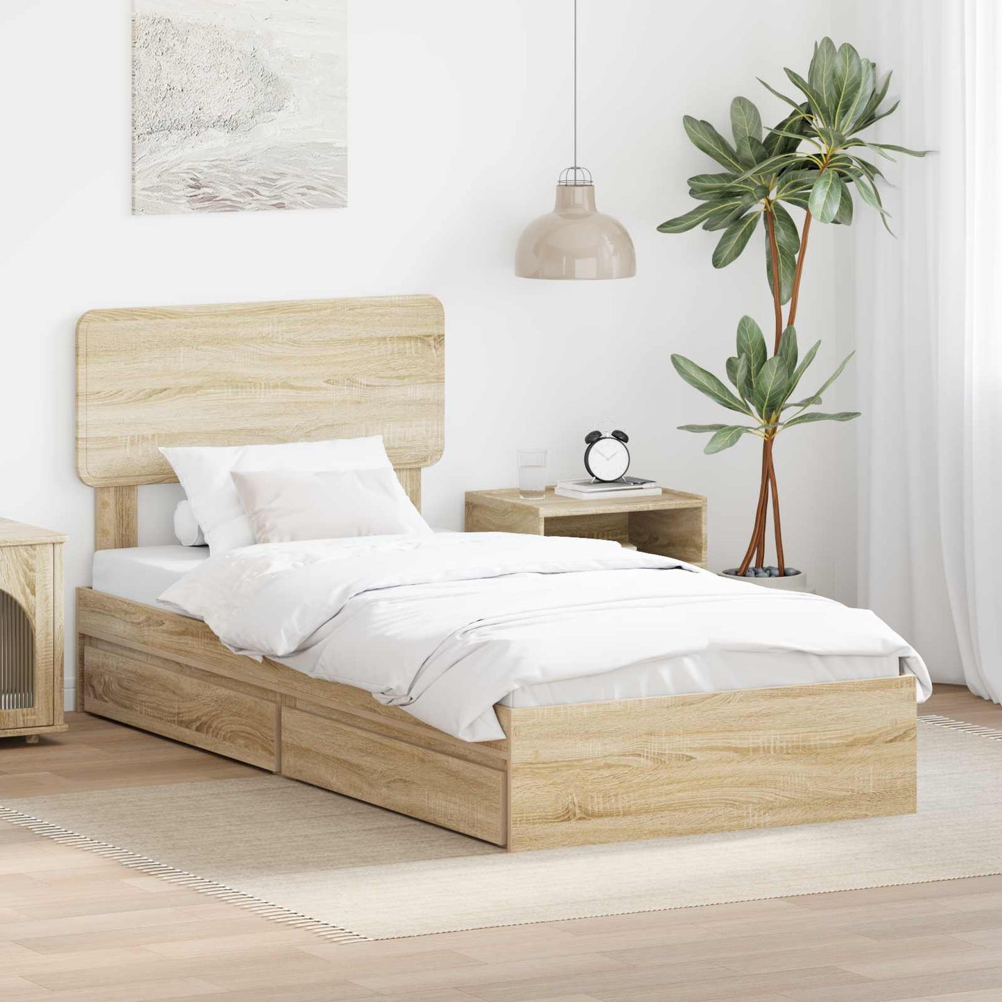 vidaXL Aufbewahrungsbett Sonoma-Eiche 90 x 190 cm Holzwerkstoff
