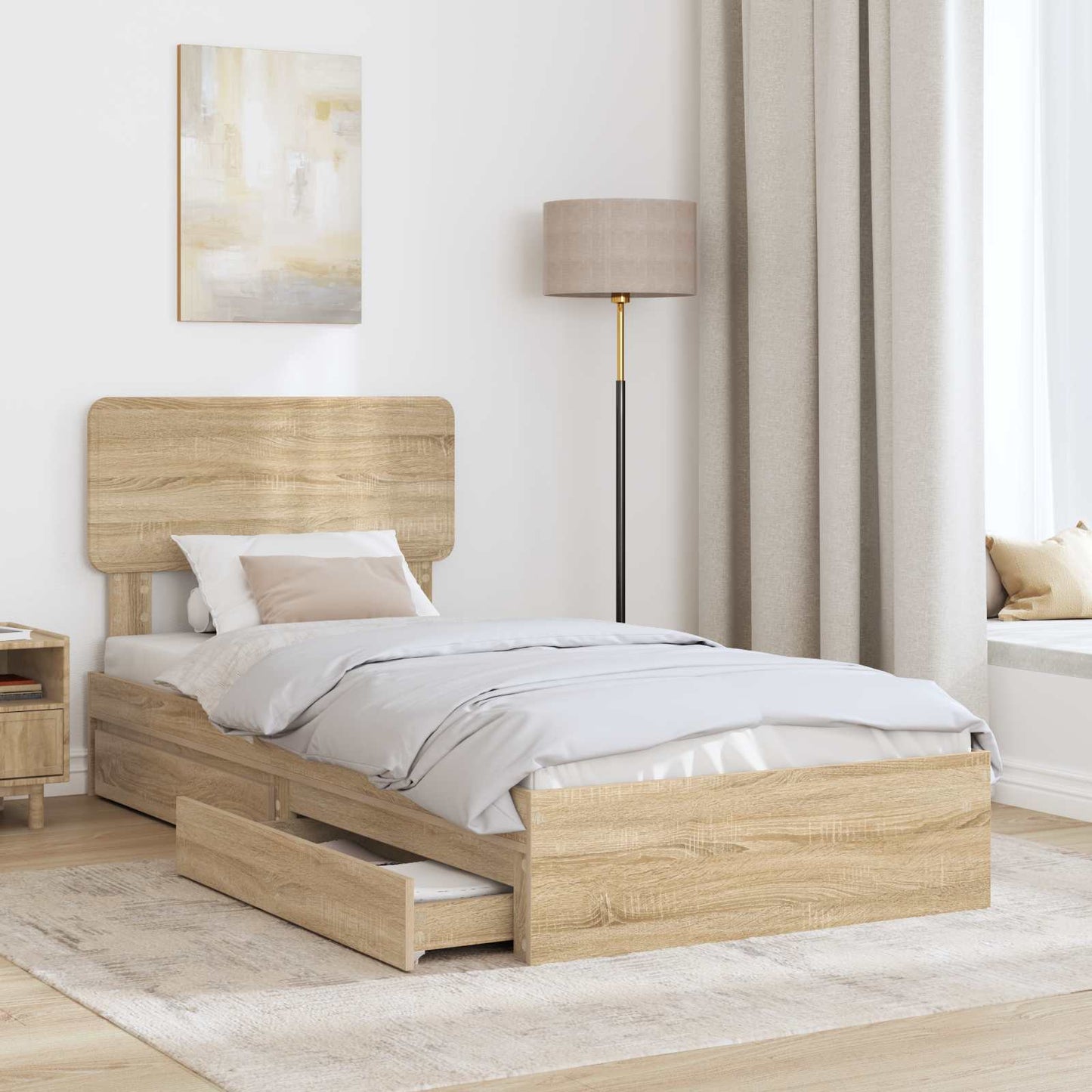 vidaXL Aufbewahrungsbett Sonoma-Eiche 90 x 190 cm Holzwerkstoff