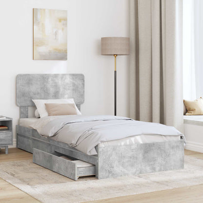 vidaXL Aufbewahrungsbett Beton Grau 90 x 190 cm Holzwerkstoff
