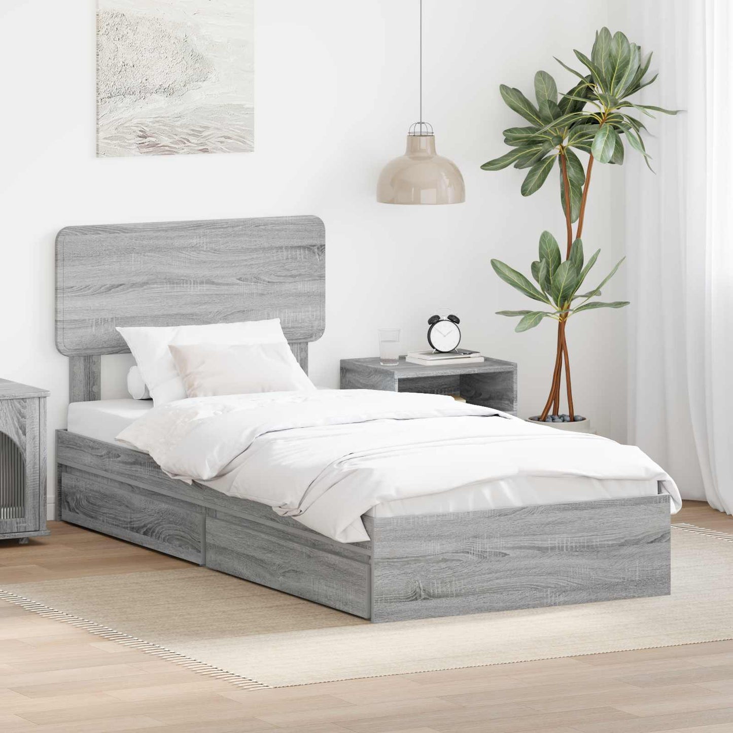 vidaXL Aufbewahrungsbett Graues Sonoma 90 x 190 cm Holzwerkstoff