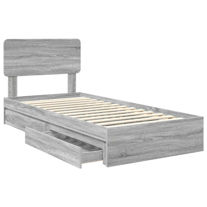 vidaXL Aufbewahrungsbett Graues Sonoma 90 x 190 cm Holzwerkstoff