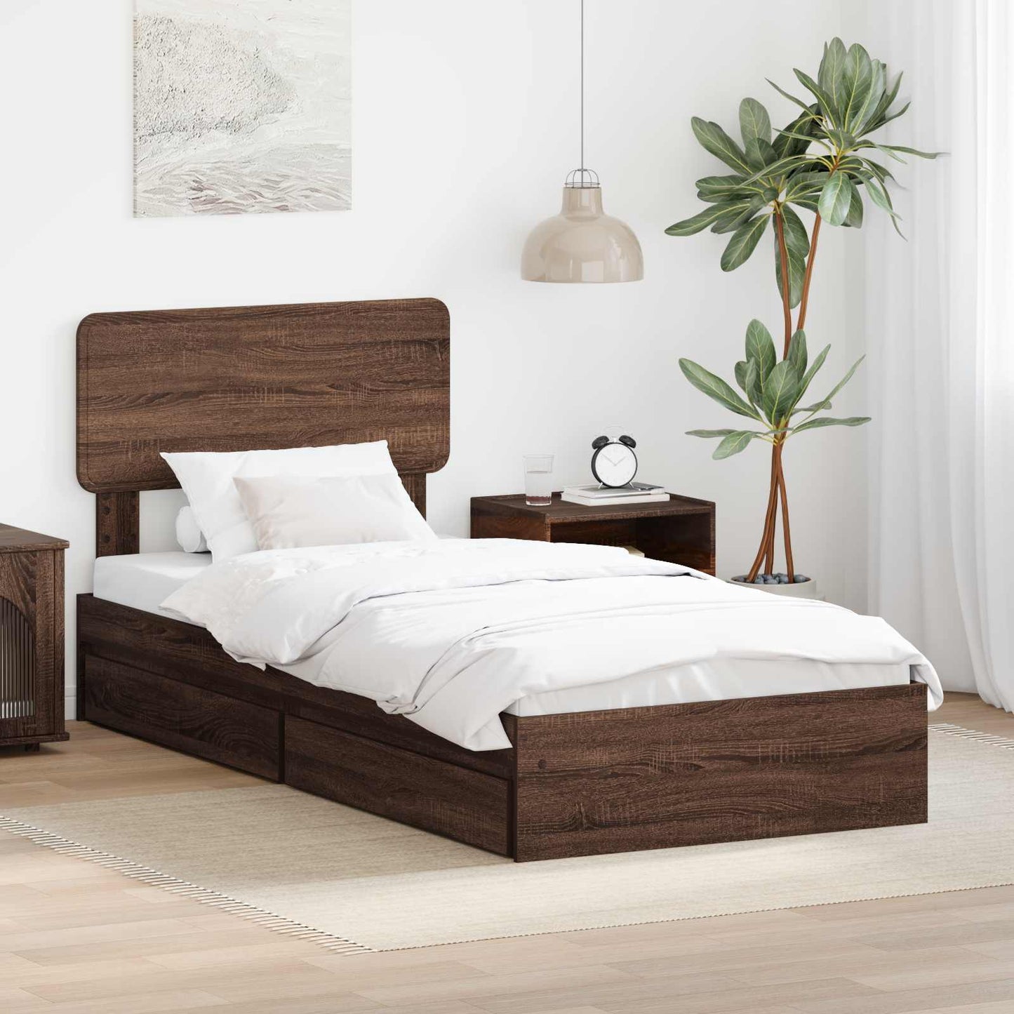 vidaXL Aufbewahrungsbett Braun Eichen-Optik 90 x 190 cm Holzwerkstoff