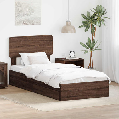 vidaXL Aufbewahrungsbett Braun Eichen-Optik 90 x 190 cm Holzwerkstoff