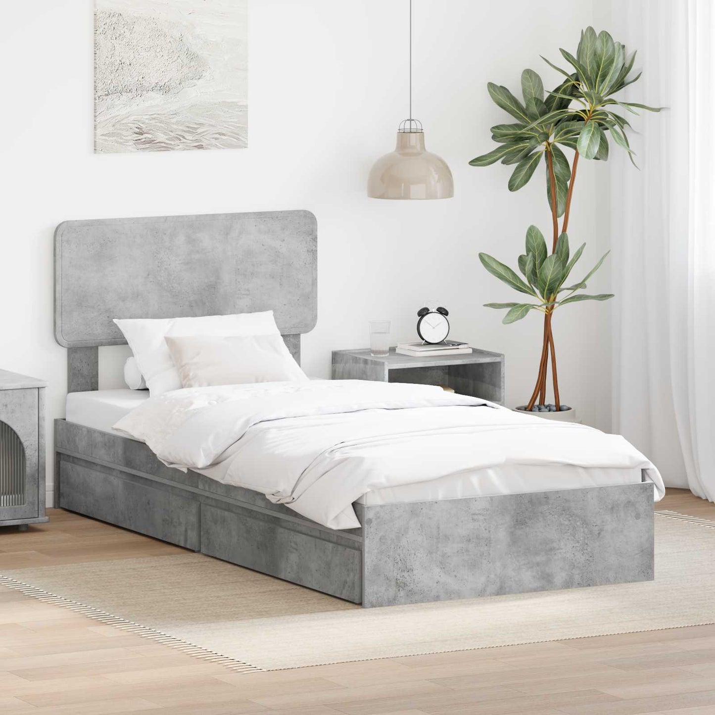 vidaXL Aufbewahrungsbett Beton Grau 70 x 190 cm Holzwerkstoff