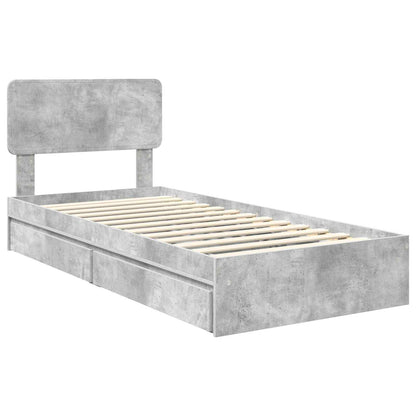 vidaXL Aufbewahrungsbett Beton Grau 70 x 190 cm Holzwerkstoff