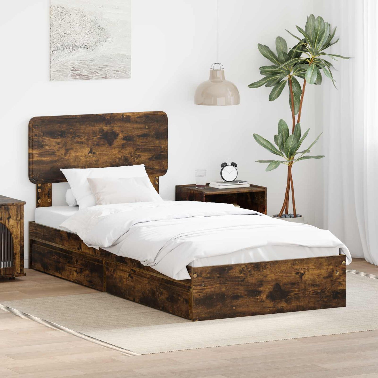 vidaXL Aufbewahrungsbett Geräucherte Eiche 75 x 190 cm Holzwerkstoff