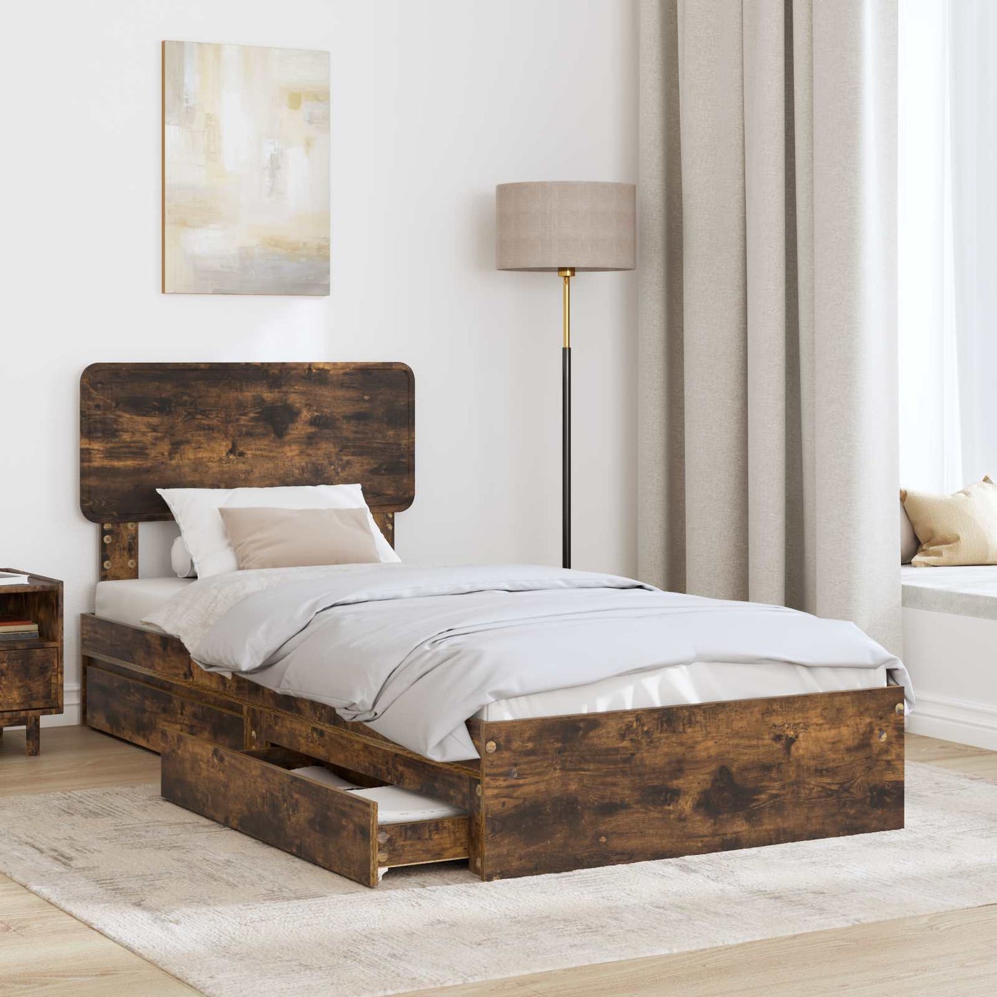 vidaXL Aufbewahrungsbett Geräucherte Eiche 75 x 190 cm Holzwerkstoff