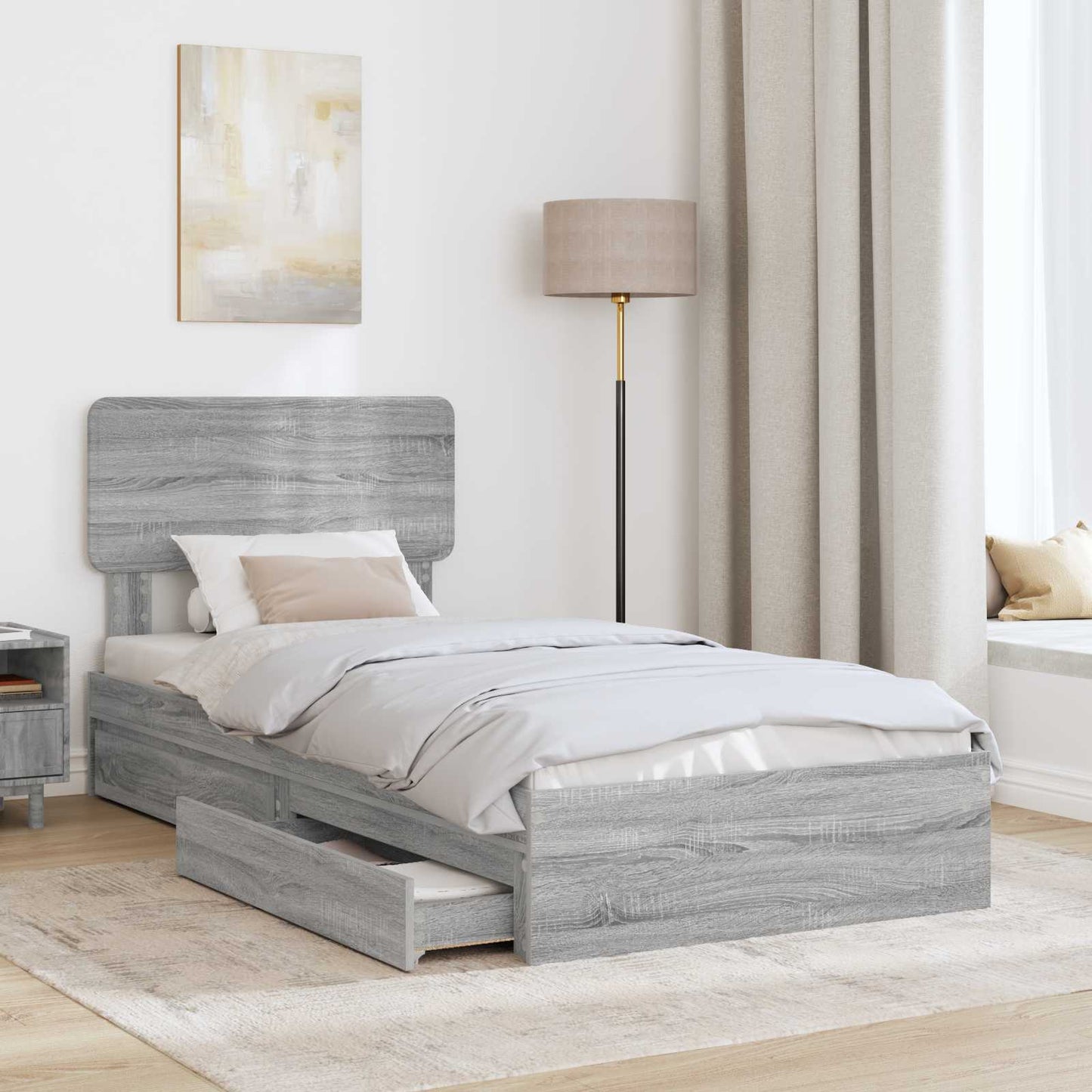 vidaXL Aufbewahrungsbett Graues Sonoma 75 x 190 cm Holzwerkstoff