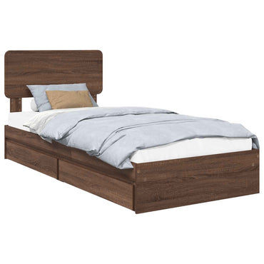 vidaXL Aufbewahrungsbett Braun Eichen-Optik 75 x 190 cm Holzwerkstoff