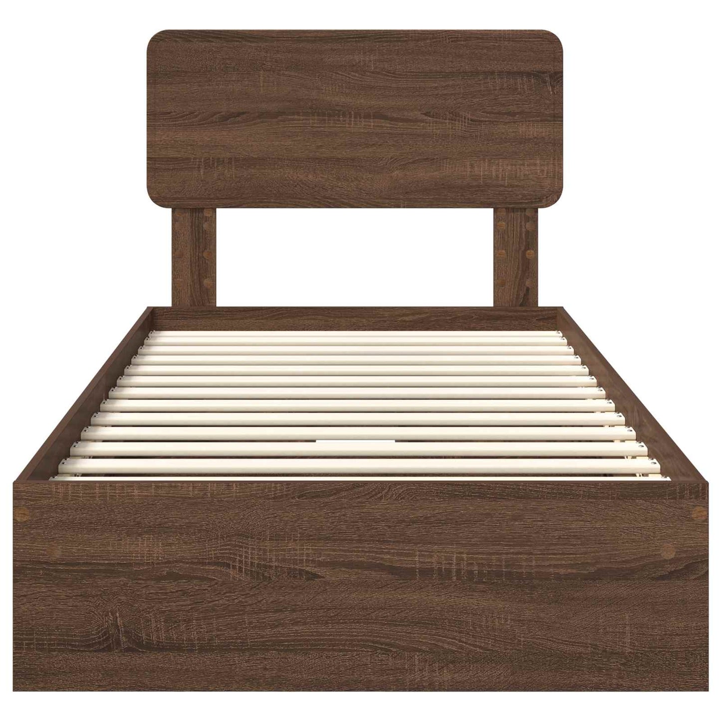 Aufbewahrungsbett Braun Eichen-Optik 75 x 190 cm Holzwerkstoff