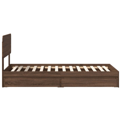Aufbewahrungsbett Braun Eichen-Optik 75 x 190 cm Holzwerkstoff