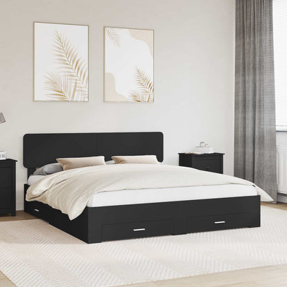 vidaXL Bettrahmen mit Kopfteil Schwarz 200 x 200 cm Holzwerkstoff