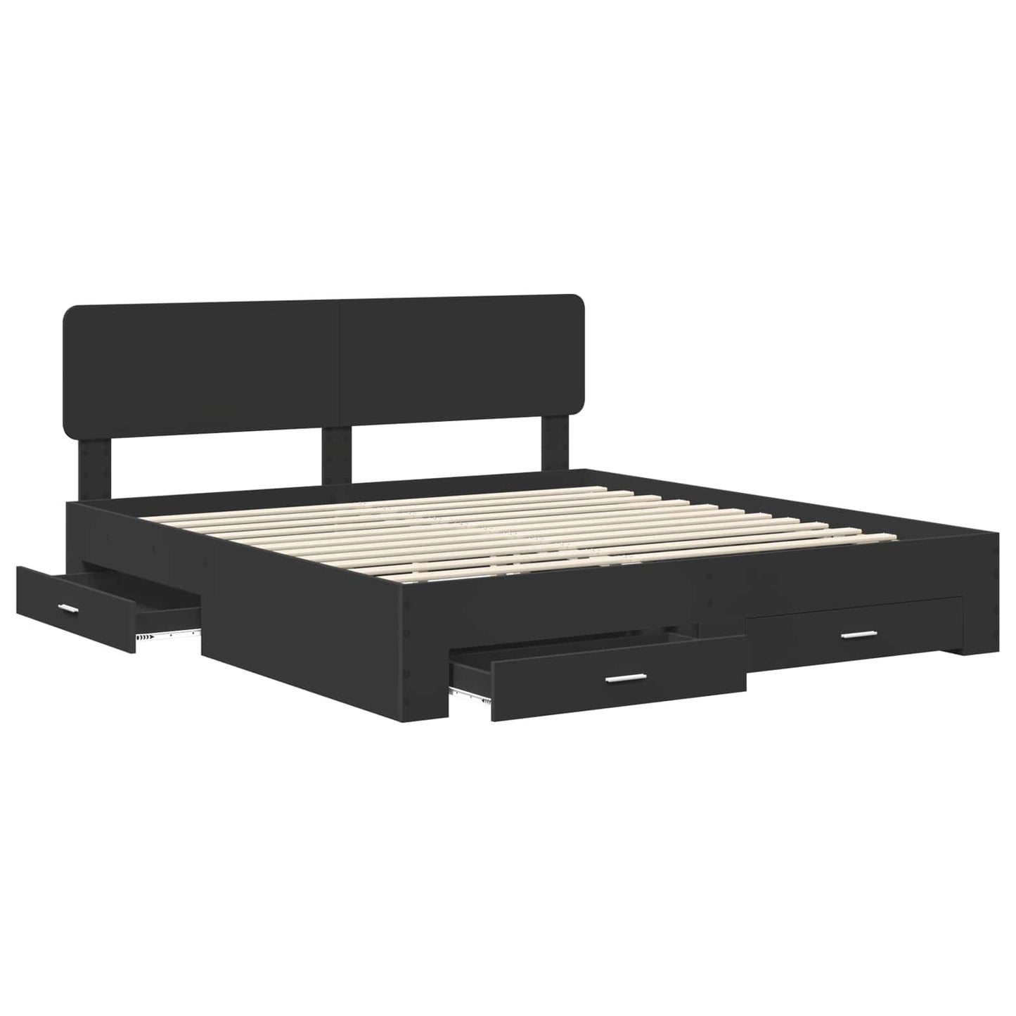 vidaXL Bettrahmen mit Kopfteil Schwarz 200 x 200 cm Holzwerkstoff