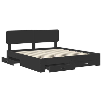 vidaXL Bettrahmen mit Kopfteil Schwarz 200 x 200 cm Holzwerkstoff