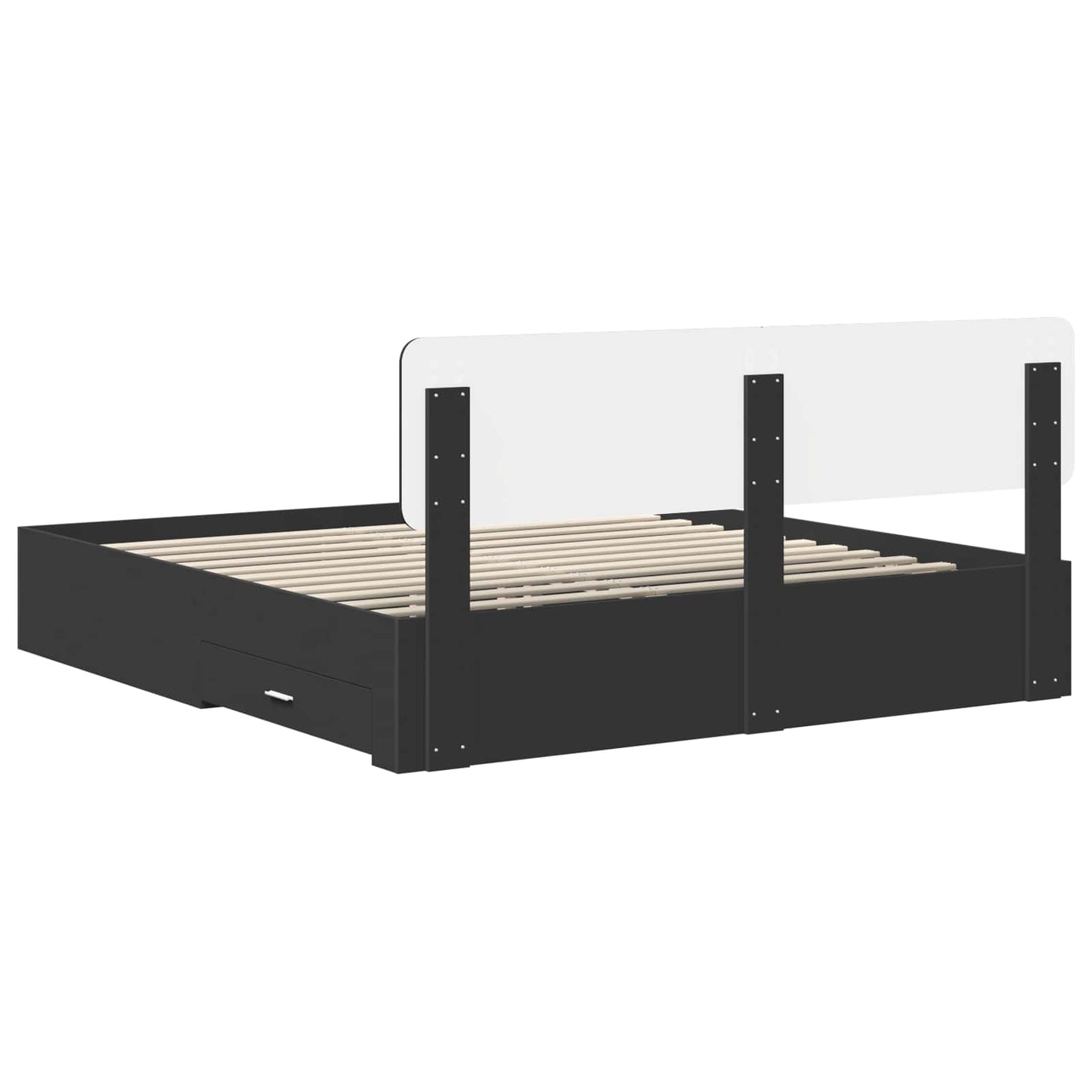 vidaXL Bettrahmen mit Kopfteil Schwarz 200 x 200 cm Holzwerkstoff