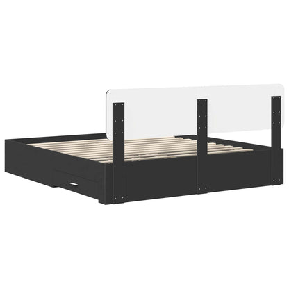 vidaXL Bettrahmen mit Kopfteil Schwarz 200 x 200 cm Holzwerkstoff