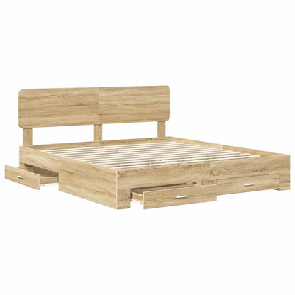 vidaXL Bettrahmen mit Kopfteil Sonoma-Eiche 200 x 200 cm Holzwerkstoff