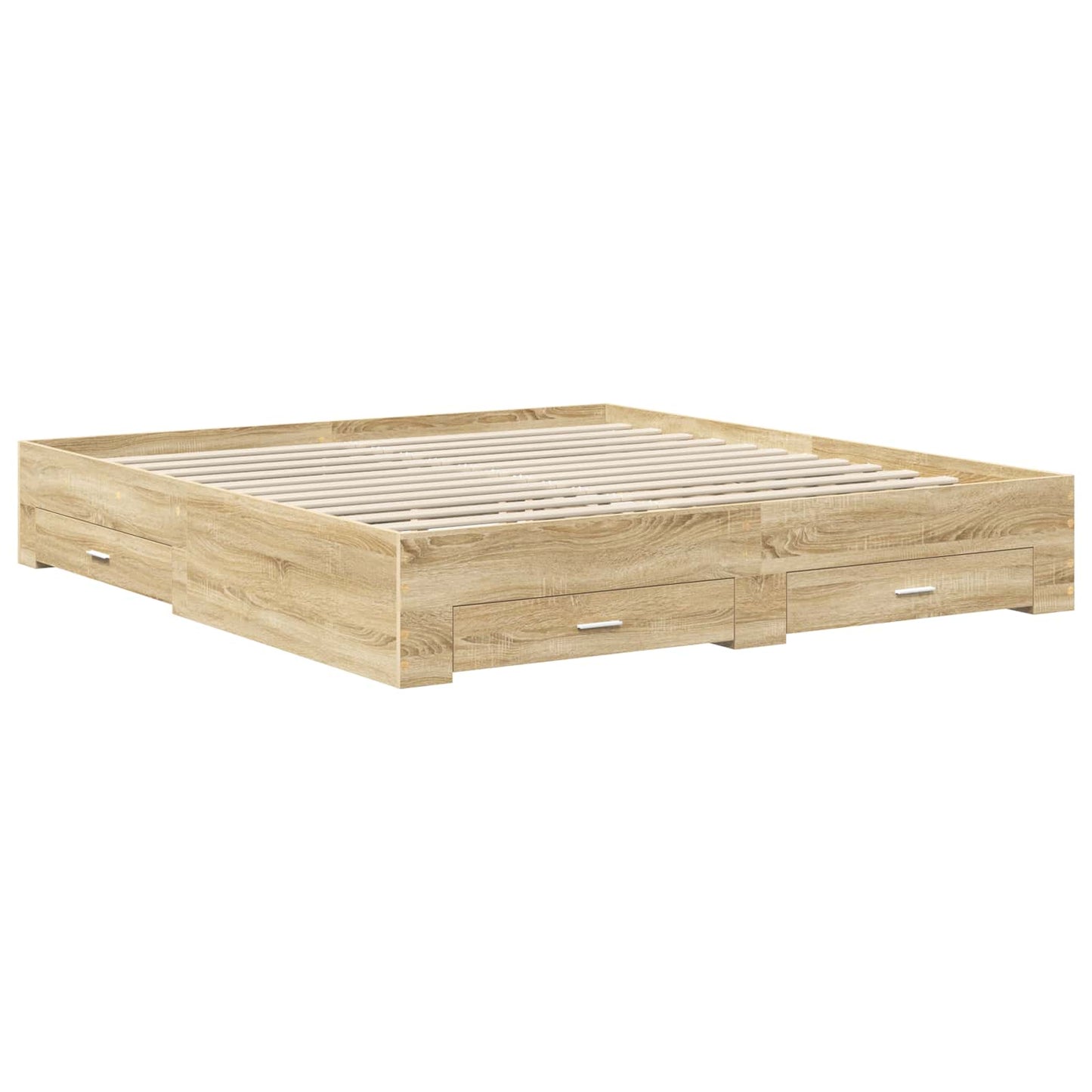 vidaXL Bettrahmen mit Kopfteil Sonoma-Eiche 200 x 200 cm Holzwerkstoff