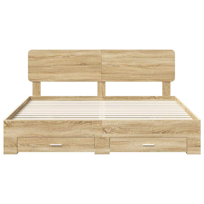 vidaXL Bettrahmen mit Kopfteil Sonoma-Eiche 200 x 200 cm Holzwerkstoff