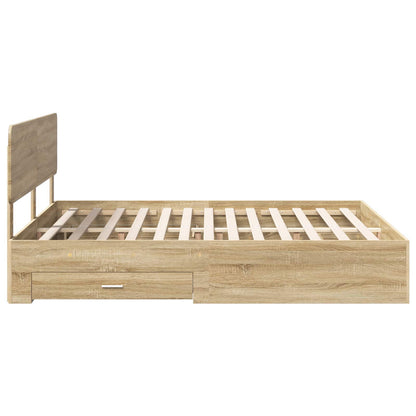vidaXL Bettrahmen mit Kopfteil Sonoma-Eiche 200 x 200 cm Holzwerkstoff
