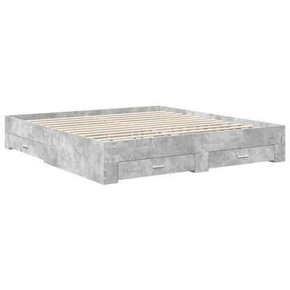 vidaXL Bettrahmen mit Kopfteil Beton Grau 200 x 200 cm Holzwerkstoff