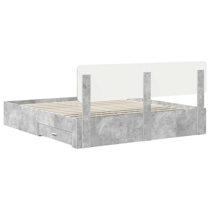 vidaXL Bettrahmen mit Kopfteil Beton Grau 200 x 200 cm Holzwerkstoff