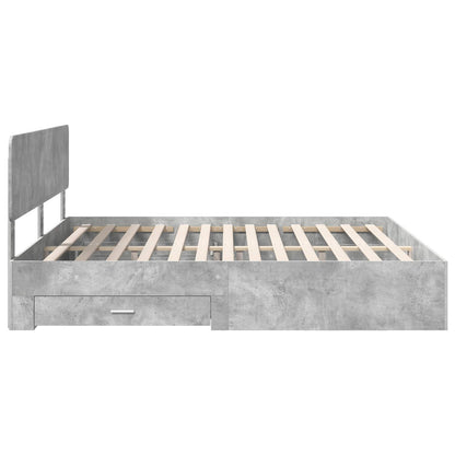 vidaXL Bettrahmen mit Kopfteil Beton Grau 200 x 200 cm Holzwerkstoff